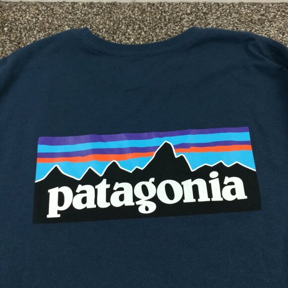 Patagonia Shirt Mens 2XL Blue Logo Responsibili Tee Crew Neck Pullover Gorpcore - Picture 2 of 7